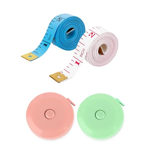 4 Pièces Mètre à Ruban de Tailleur de Mesure pour Couturier Inscription Double Face - 150cm, 60 pouces, Ruban à Mesurer Rétractable, Souple pour Regime Couture...