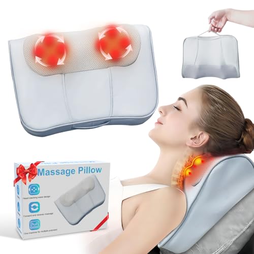 AISZG Neck Back Massager for Pain Relief,Gifts for Women Men Mom Dad - Shiatsu Back and Neck Massager with Heat,Deep Tissue Kneading Electric Pillow