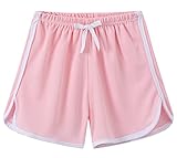 Coralup Mädchen Gym Kurze Hose Baumwolle Sommer Aktive Sport Yoga Shorts Mädchen Kurze Running Hosen Größe 130/7-8 Jahre (Rosa)
