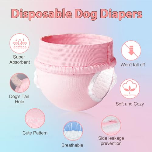 Image of Ambreview Disposable Dog Diapers Female, Just Pull It Up, XS 100 PCS | Doggie Diapers for Female Dogs • Strong Absorbency • Leak-Proof Protection • Ideal for Dogs in Heat, Senior & Disabled Dogs
