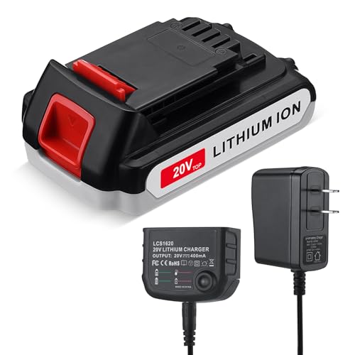 4000 mAh Replacement Battery with Charger Compatible for Black and Decker 20V Battery & Charger 20 Volt MAX Lithium Ion LBXR20 LB20 LBXR2020-OPE LBXR20B-2 LB2X4020-2