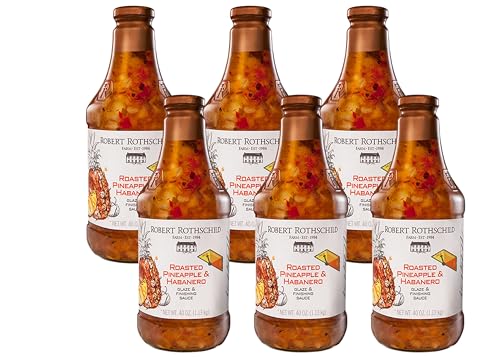 Robert Rothschild Farm Roasted Pineapple & Habanero Gourmet Glaze and Finishing Sauce – Sweet and Spicy Marinade, Glaze or Dip (40 Oz (Pack of 6))