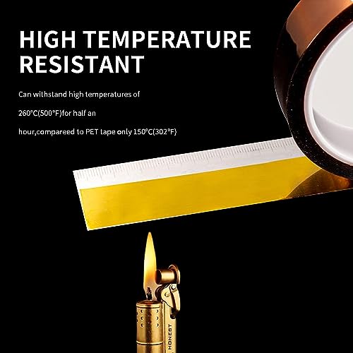 Image of 2Rolls 10mmx33m(108ft) Heat Tape for Sublimation,Heat Press,Heat Transfer Polyimide 500℉ High Temperature Resistant Kapton Thermal Insulation Shield Tape with Silicone Adhesive