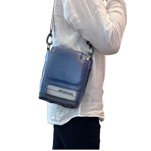 Image of Lamed Leather Shoulder Bag for Inogen One G5 & Rove 6 - Case Fits Single & Double Battery - NAVY
