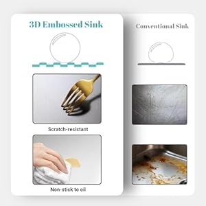 Undermount Embossed Kitchen Sink, 23x19”, Scratch-Resistant 3D Microbead Finish, Single Bowl Stainless Steel, 10" Deep, Easy-Clean Undermount Embossed Kitchen Sink 23×19 Scratch Resistant 3D Microbead Finish Single Bowl Stainless Steel 10 Deep Easy Clean