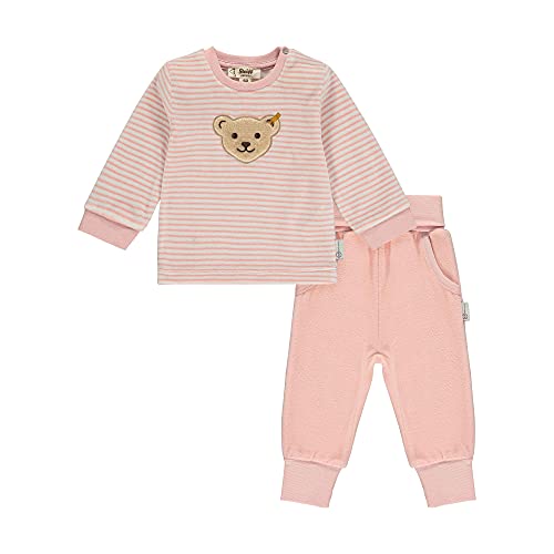 Steiff Set Hose + Sweatshirt GOTS Corredino per Bambino e Neonato, Argento e Rosa, 9 Mesi Unisex-Bimbi 0-24