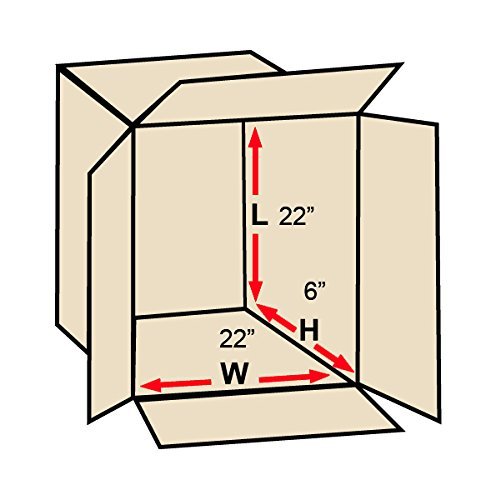 Image of Aviditi 22226 Flat Corrugated Cardboard Box 22 inch L x 22 inch W x 6 inch H, Kraft, for Shipping, Packing and Moving (Pack of 15)