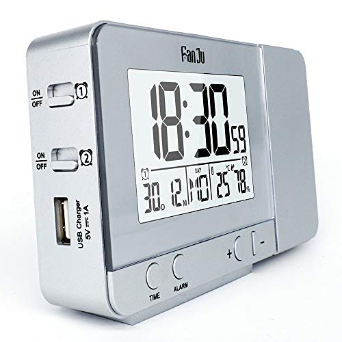 mewmewcat Projeção Relógio Despertador Rotativo Digital Relógio de Projeção Multifuncional LCD Relóg