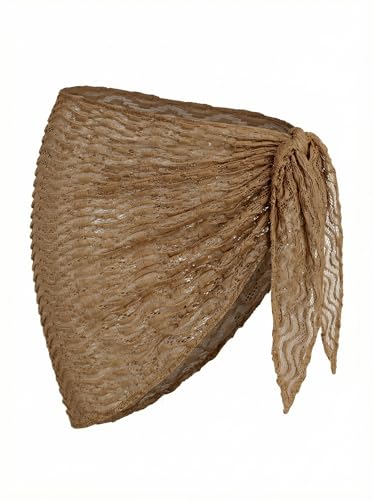 Image of ZAFUL Sarong Coverups for Women Beach Vacation Fishnet See Thru Tie Side Bathing Suit Cover Up Mini Skirt