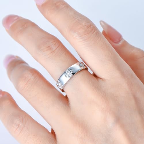 Clover Moissanite Wedding Band D Color VVS1 Clarity 925 Sterling Silver Four Leaf Rings for Women or Men Anniversary Promise Bridal Jewelry Gifts2