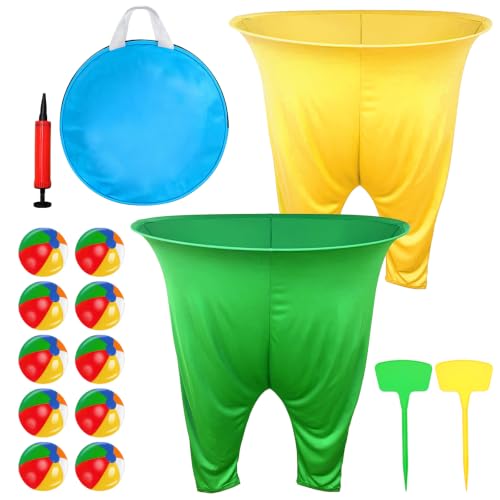 Granny Pants Yard Game, Granny Pants Outdoor Party Game with 2 Pants 10 Bouncy Balls, 2 Ground...