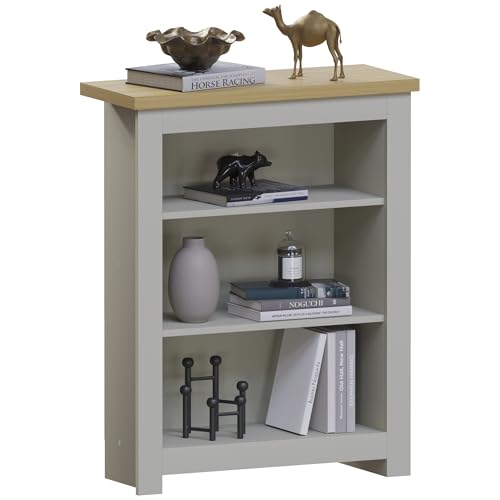 Vida Designs Arlington 3 Niveau Bibliothèque, Slim Autoportant Meuble de Rangement for Salon Or Couloir, Design Gain de Place, H75xW60xD24cm (Gris)
