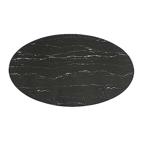 Image of Modway Lippa Oval 54 inch Artificial Marble Mid-Century Modern Dining Table, Gold Black