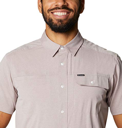 Columbia Men's Viewmont Stretch Short Sleeve, Mocha Heather, Large #TOP3