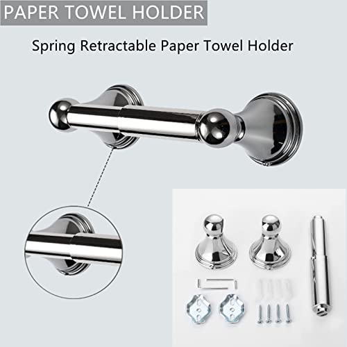 Newfun 8-Pieces Polished Chrome Bathroom Accessories Set, Bathroom Hardware Set Include 2 * 24 Inch Towel Bar, 2*Toilet Paper Holder 2*Towel Ring Towel 2* Towel Hook #TOP3