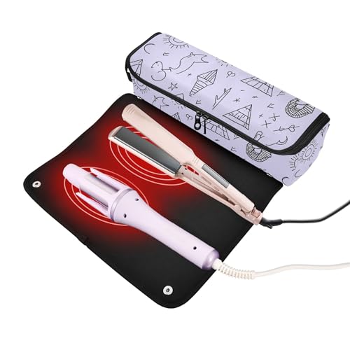 Bolso de viaje para herramientas de cabello con tapete resistente al calor, protector contra el polvo, para planchas, rizadores y secadores de pelo miniatura 2