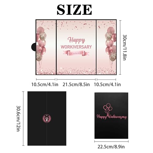 Image of DARUNAXY Rose Gold Happy Workiversary Party Decorations, Happy Work Anniversary Alternative Signature Guest Book for Women Pink Employee Business Gifts Signing Card Board for Office Supplies