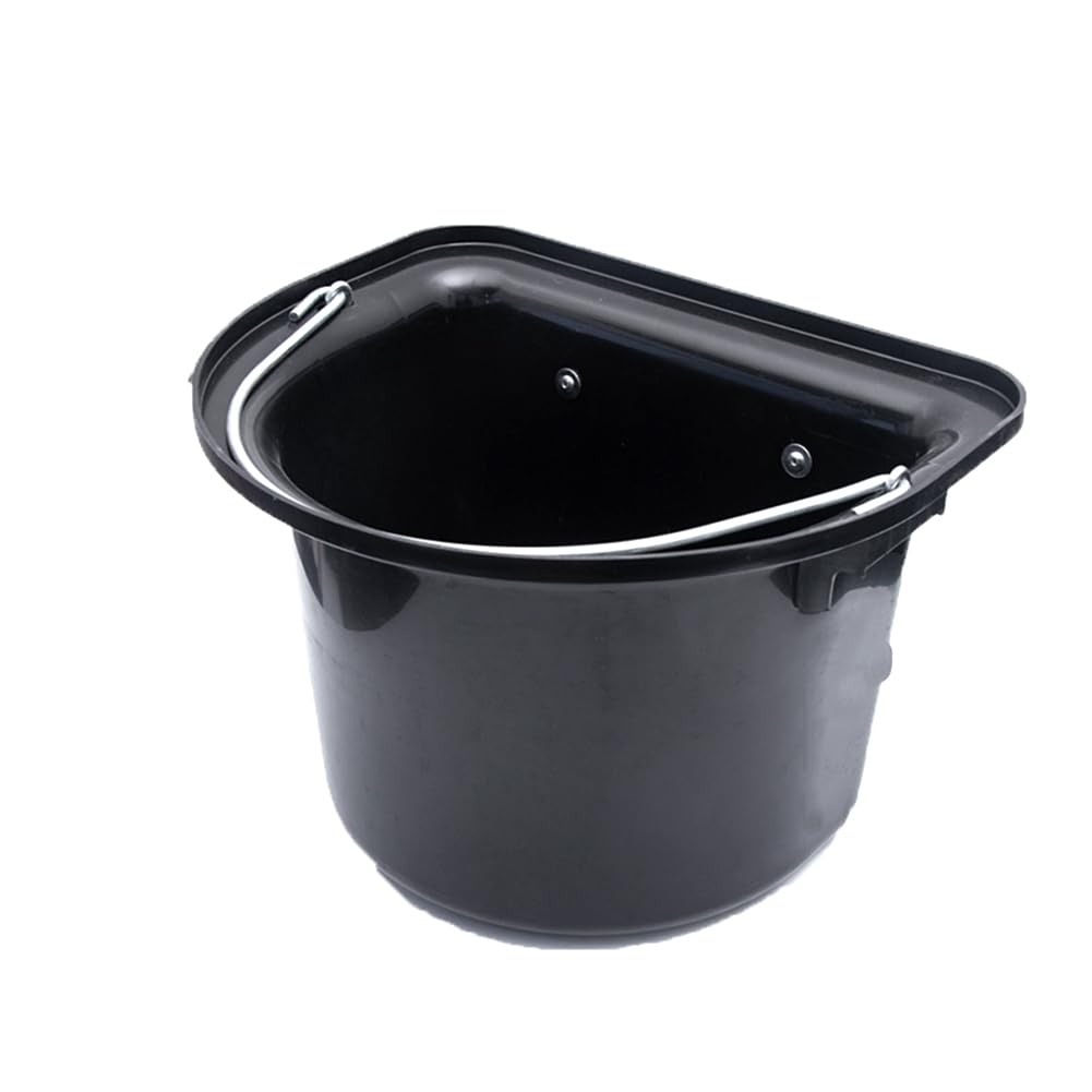 1 cubo plano de plástico para alimentos para animales con de metal, color negro