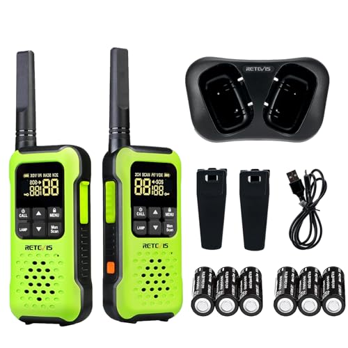 Retevis RT649P Walkie Talkie, Flotador Impermeable IP67, 1200 mAh PMR446 16 Canales, Linterna LED,SOS,VOX, Walkie Talkie Profesional para Exteriores Surf Kayak Pesca Lluvia Intensa (1 Par, Verde)