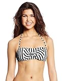 Bikini Lab Junior's Striped Bow Bandeau, Black, Large