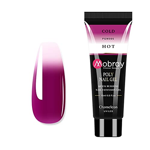 MOBRAY Thermal Nail Extension Poly Nail Gel from BELLE GAGA ™ Color change as per the Temperature Extend Builder Gel Finger Nail Extension UV LED Acrylic Builder Gel (PGW005)