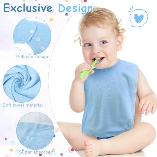 Hercicy Full Coverage Pullover Toddler Baby Bibs Terry Cloth Bibs with Snap Button for 0-4 Years Unisex Feeding Drooling3