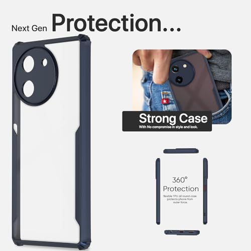 Image of Pikkme Vivo T3x 5G / Vivo Y200i 5G Back Cover | Crystal Clear Transparent Back | Ultra Hyrbid | Full Camera Protection | Raised Edge | Bumper Back Case (Blue)