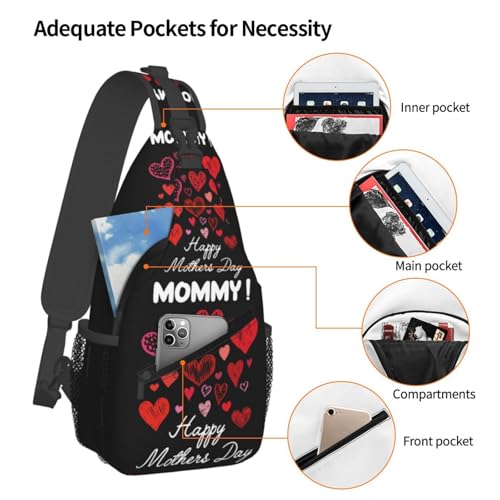 Happy Mothers Day Best Wishes Love Crossbody Bag Cross Chest Bag Adjustable Sling Backpack Sports Gym Shoulder Bags Travel Cycling Daypack Diagonally Casual Rucksack4