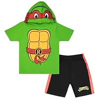 Nickelodeon Teenage Mutant Ninja Turtles Boys Character Costume 2-Piece Set, Short Sleeve Hoodie Tshirt & Shorts 2-Pack Bundle Set for Toddlers (Red, Size 14/16)