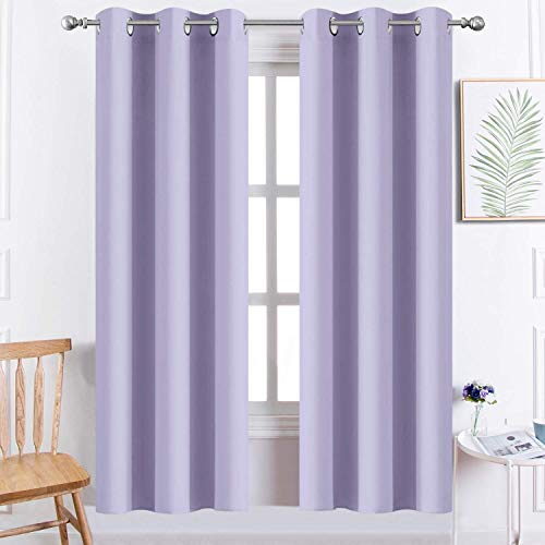 Yakamok Grommet Room Darkening Thermal Insulated Blackout Curtains Window Panels for Bedroom Width 38 Inch by Length 72Inch Lilac Two Curtain Panels