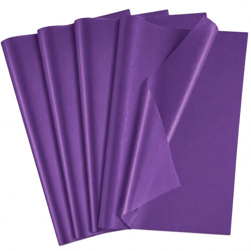 Image of Purple Tissue Paper - 100 Sheets Gift Wrapping Paper for Halloween Decor | Halloween Decorations for Gift Bags Boxes - Gift Wrapping Tissue Paper Bulk for DIY Crafts Wedding | Halloween Party Supplies