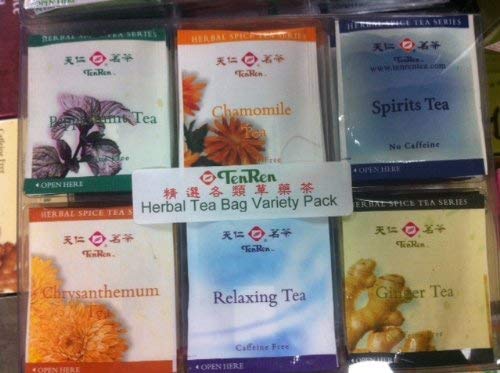Ten RenAssorted Herbal Tea Bag Variety Pack (Peppermint Tea, Chamomile Tea, Spirit Tea, Chrysanthemum Tea, Relaxing Tea, Ginger Tea)(30 tea bags)