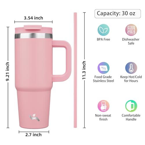 Image of Konokyo 30 oz Insulated Tumbler Water Bottle with Handle, Straw Lid