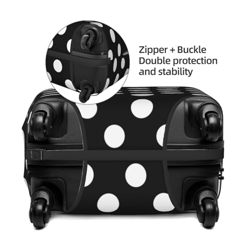 Black and White Polka Dot Travel Luggage Covers - Elasticity Suitcase Covers Protector for Luggage 18-32 Inch3
