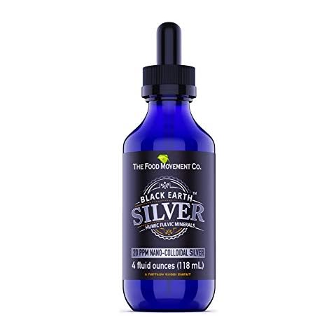 The Food Movement Co. Black Earth Silver 20ppm 4 oz Dropper - Vegan Colloidal Silver Liquid with Humic and Fulvic Acids and Trace Minerals for Digestion, Immune Support, and Whole Body Health Cover