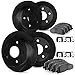 Dynamic Friction Company Front and Rear Brake Rotors Slotted Black with Ultimate Duty Performance Brake Pads includes Hardware - 3414-42009