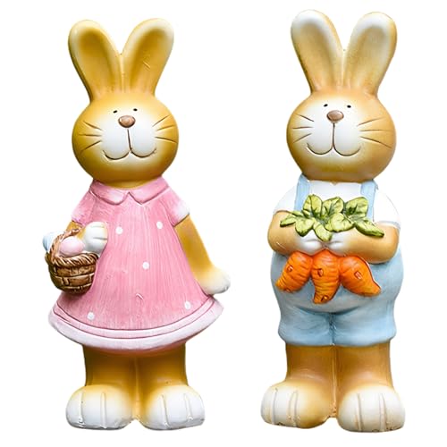 Figurines lapin de Pâques résine 8.3 pouces : statuettes étanches table et extérieur