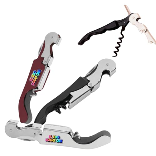 D&Vlab CAVATAPPI PROFESSIONALE PER VINO TAPPI IN SUGHERO APRIBOTTIGLIE CON CORONA E COLTELLINO PERSONALIZZABILE CON LOGO E SCRITTE STAMPA A COLORI GADGET PROMOZIONALE PER BAR RISTORANTI PUB (1)