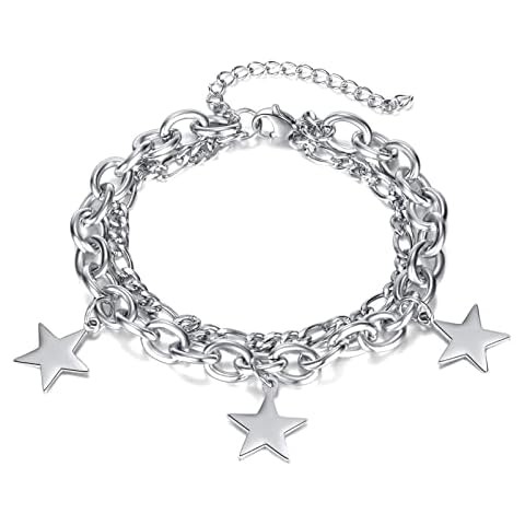 Mgutillart Fashion Adjustable Link Bracelet Star Stack Chain Bracelet(Steel) Cover