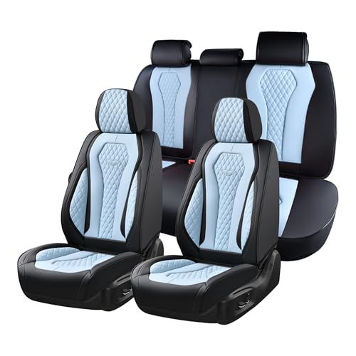 Coverado Auto Seat Covers Car Seat Covers Full Set Blue Car Seat Cover Driver Seat Covers Front Seats Rear Seat Cover Luxury Car Seat Cushion Leather Seat Cover Seat Protector Fit for Most Cars