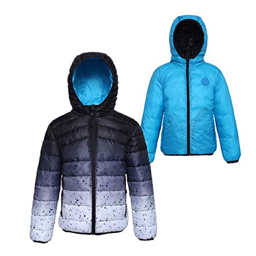 Image of Rokka&Rolla Boys' Reversible Lightweight Water-Resistant Puffer Jacket | Lightweight Breathable Reversible Puffer Makes A Hooded Winter Coat For Boys To Wear During Cold Weather Activity