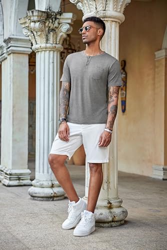 coofandy men39s 3 pack henley shirts short sleeve casual basic tees classic henley summer solid t shirts with pocket