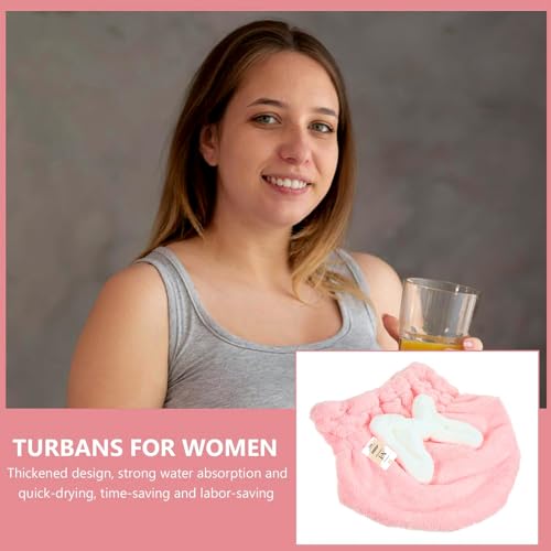 Image of NFI essentials Microfiber Hair Towel Cap Warp Super Absorbent Wet Hair Drying Head Turban, Pookie Bow Knot for Girls Salon Quick Dry Shower with Button for Women