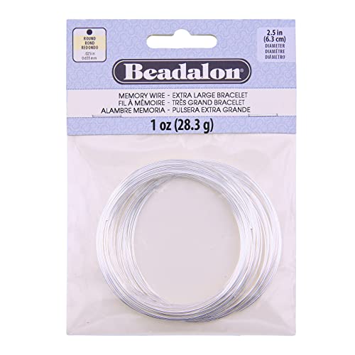 Beadalon Carbon Steel Memory Wire Round X-Large Bracelet Silver Plated 1 oz Approx. 62 coils