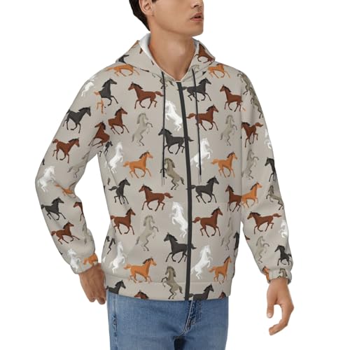 Sweat à capuche homme imprimé cheval pull doux et chaud idéal pour voyage et vie quotidienne