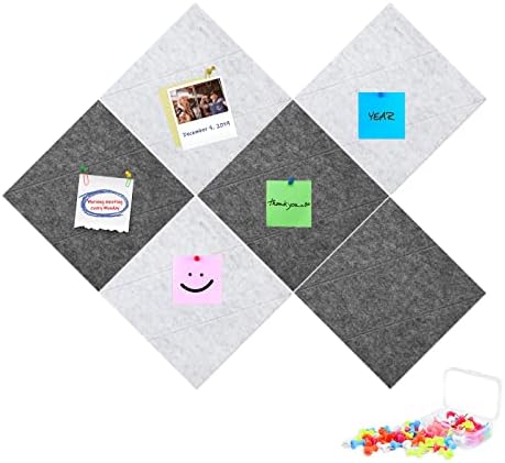 Tikea Felt Bulletin Boards 6 Pack Square Pin Boards with 35 Push Pins Wall Decor Photo Memo Display Notice Board for Office Home Classroom 12 in. x 12 in . , 3 Gray & 3 Light Gray