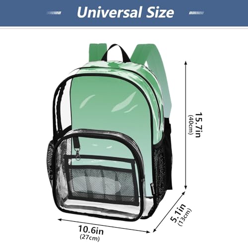 Boys Backpacks for Girls Clover Green Pale Blue Gradient Clear Backpack for Women Approved See through Bag4