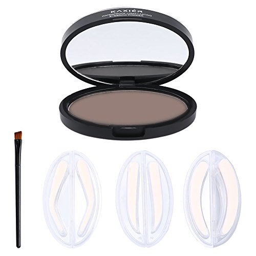 Pretty See Waterproof Eyebrow Stamp Natural Eyebrow Powder Delicate Brow Powder with 3 Stencils, Bright Brown
