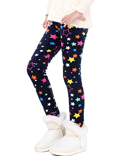 Kiench Girls' Winter Leggings Fleece Lined Thick Warm Velvet Stretchy Pants Pattern
