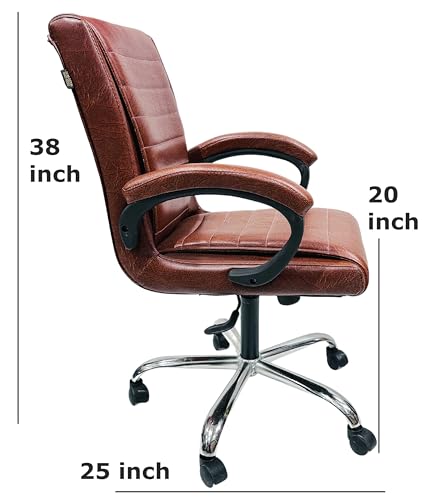 Image of Goyal steel & furniture Stylish Revolving Chair for Principal Manager Office with arm Rest with Wheels and Cushioned seat Back (1, Tan, Standard)